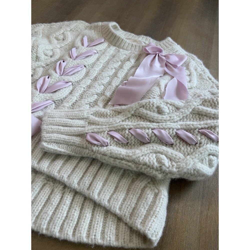 Loveshackfancy Parson Pullover Sweater Ivory Size Small Alpaca Wool Blend - Picture 10 of 10